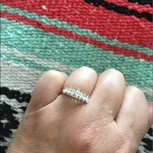 10k yellow gold marquise band ring with cubic zirconias